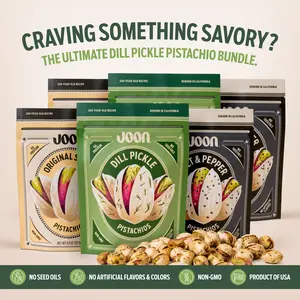 Joon Pistachios In Shell 6-Pack Sample Pack, Assorted Dill Pickle, Original Salted & Salt & Pepper Gourmet California Pistachios, Protein Crunchy Snack, No Seed Oils