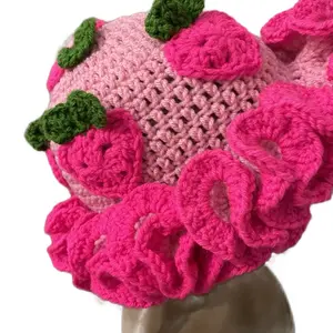 Unisex Strawberry Ruffled Brim Festival Hat - High-Quality and Lightweight