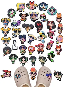 Girl Police Cartoon PVC DIY Shoe Buckle Decor, Classic Sandal Accessories, Christmas Party Birthday Gift for Kids