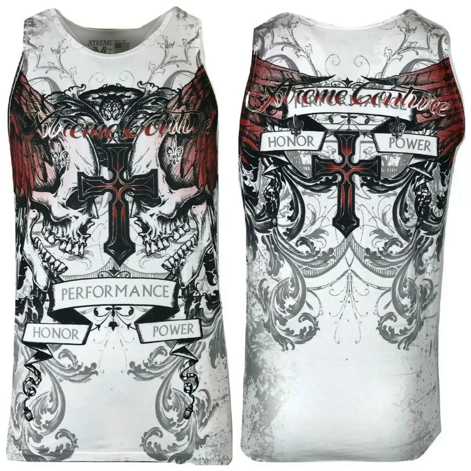 Xtreme Couture by Affliction Men's Crew Neck Casual Graphic Tank Top - Front & Back Printed, Carnivore Design