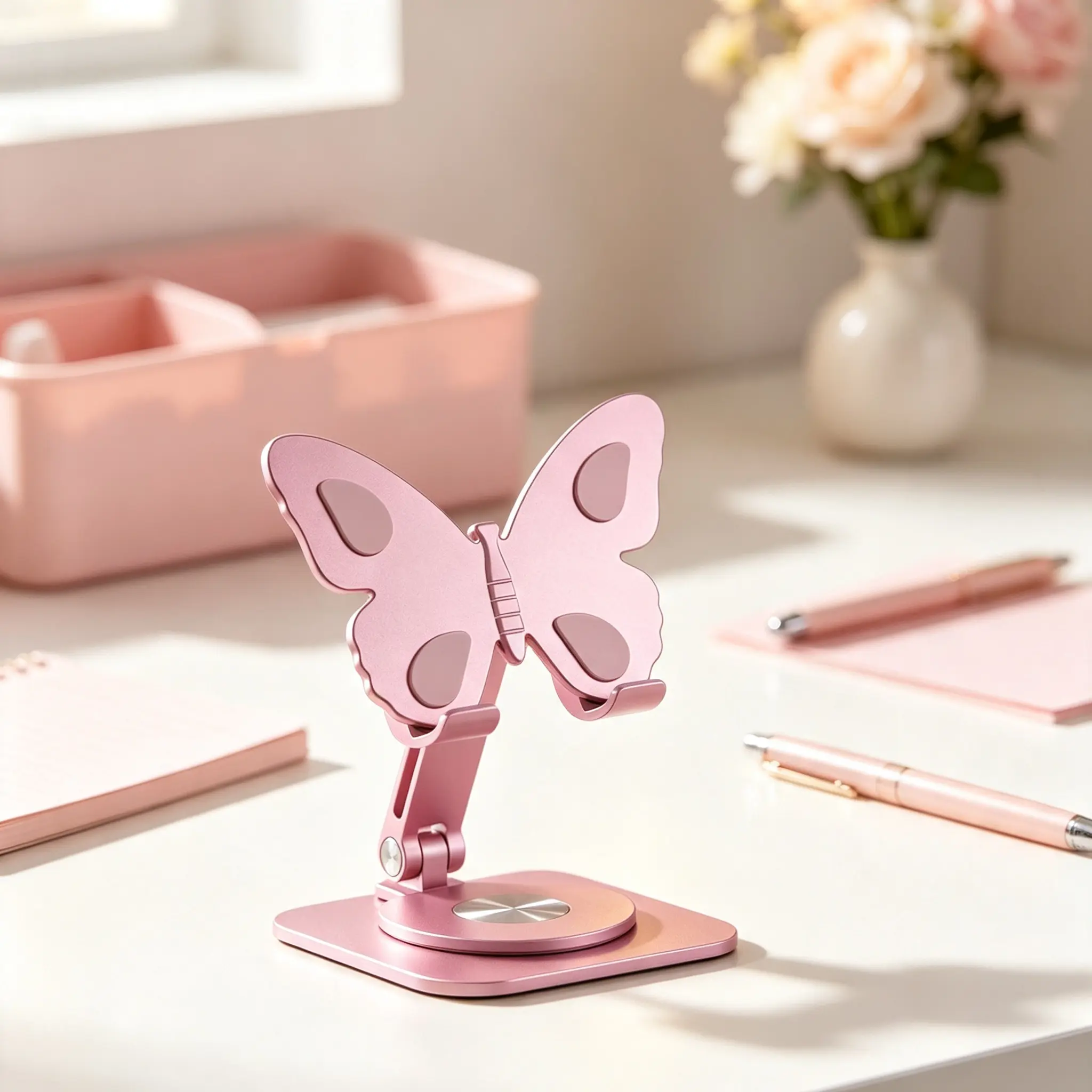 2026 New 360 Degree Rotatable Butterfly Smartphone Mount,Aluminum Alloy Folding Adjustable Desktop Stand,Portable Universal Bracket For Cellphones And Tablet,Stylish Accessory For Video Watching,Working,Gaming And Daily Household Use.portable phone holder