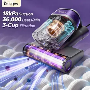 Powerful Mattress Vacuum Cleaner,Handheld Bed Vacuum with UV-C Light, 16Kpa Strong Suction, 30000 RPM Dual Drum Brushes, 140°F Hot Air & Ultrasonic Tech, 500W Corded for Quick Dust Removal