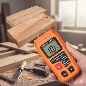 Digital Moisture Meter for Wood - Handheld, Waterproof & Durable. LCD Backlight for Accurate Moisture Testing in Construction, Renovation, Woodworking, and Leak Detection. Professional Hygrometer Tool.