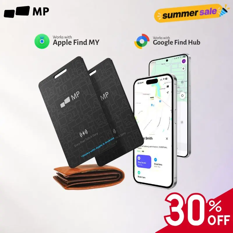 GPS Tracker, 1.6mm Slim Anti-Lost Device works with Apple Find My and Android, No Monthly Fee, Rechargeable Smart Tracking Card /GPS for Wallet, with Left-Behind Remind & Loud Alerts, Gift under $30