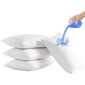 4 Pack  Pillow Protectors with Zipper Standard Size Zippered Pillow Case Protectors  Bed Pillow Covers Encasement Smooth Downproof  Proof Machine Washable