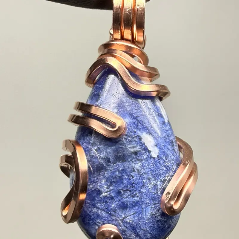 Sodalite Copper PENDANT Handcrafted Made in USA Unique Design Gift Anniversary Auspicious Birthday Daily Engagement
