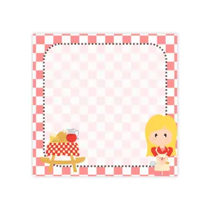 Picnic BBQ Girl Post-it Note Pad – Cute Checkered Sticky Notes for Kids & School