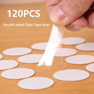 Transparent Round Double-sided Adhesive Dots, 120pcs Waterproof Removable Adhesive Dots, Mounting Pads, No Drill Strong Nano No-trace Glue Dots for  Balloons,  Car Decorations, Home Decor, Christmas Decorations, Double Sided Tape, Long Lasting Adhesive