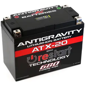 Antigravity ATX20-RS Lithium Motorcycle Battery 680CA 12V LiFePO4 with RE-START Technology Lightweight Performance Battery