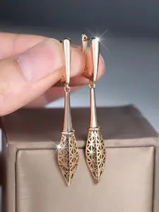 Water Drop Hollow Flower Pendant Hoop Earrings For Women Vintage Gold Color Ear Buckle Wedding Jewelry Engagement Party Gifts