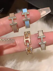 Letter Design Cuff Ring, Adjustable Open Ring, Fashion Jewelry Accessories for Women & Girls, Trendy All-match & Exquisite Jewelry for Birthday Gift, Alphabet Design Ring