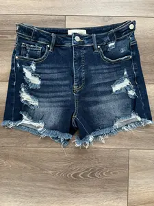 Risen Tummy Control High-Rise Adjustable Waist Denim Shorts