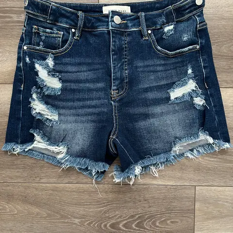 Risen Tummy Control High-Rise Adjustable Waist Denim Shorts