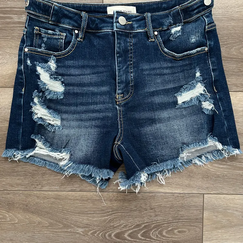 Risen Tummy Control High-Rise Adjustable Waist Denim Shorts