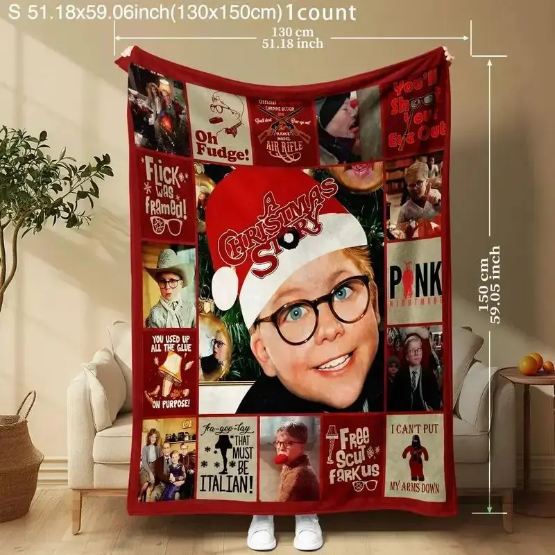 Cute Character Blanket - A Christmas Story All Season Character-Inspired Throw, Featuring Iconic Lines, Cozy Lightweight Sofa & Bedroom Decor Gift, Cute Character Blankets, All Season Blankets