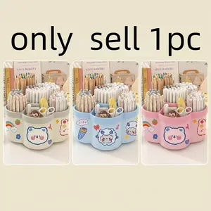 1pc 360° Rotating Desktop Storage Box, 4 Layer Design, Durable PP Plastic, Space Saving, and Options, Ideal for Office School Home