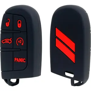 Key Fob Cover For Dodge Accessories For Dodge Charger,Challenger,Dart,Durango,Journey 5 Button Key Fob Case Replacement Remote Control 3 4 5 Buttons Key Fob Shell (Bright Red Design, 1 PC)