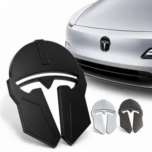 Mando Style Helmet Design Metal Emblem For Tesla Model 3/Y, Sandblasted Aluminum Badge For Exterior Decor