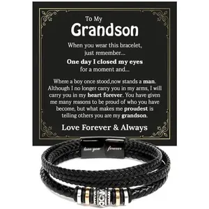 To My Grandson Bracelet, Bracelet Grad Gift for Grandson, Love You Bracelet For Grandson From Grandma, Grandson Gifts, Bracelet for Grandson, Birthday Gift For Grandson Bracelet