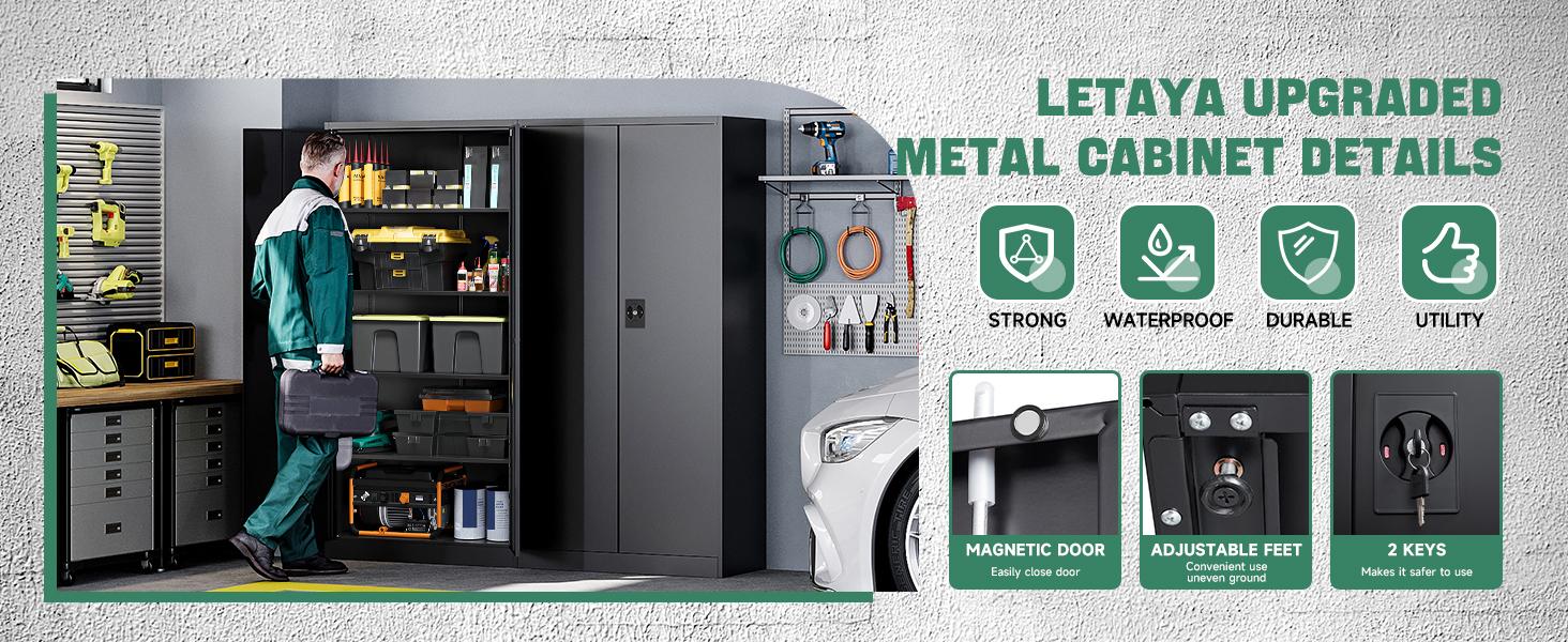 Letaya Metal Garage Storage Cabinets with Lock Door and Adjustable Shelves, Steel Tool Cabinets for Home,Office,Warehouse Organisieren ( 71" H) Letaya Metal Garage Storage Cabinets with Lock Door and Adjustable Shelves, Steel Tool Cabinets for Home,Office,Warehouse Organisieren ( 71" H)