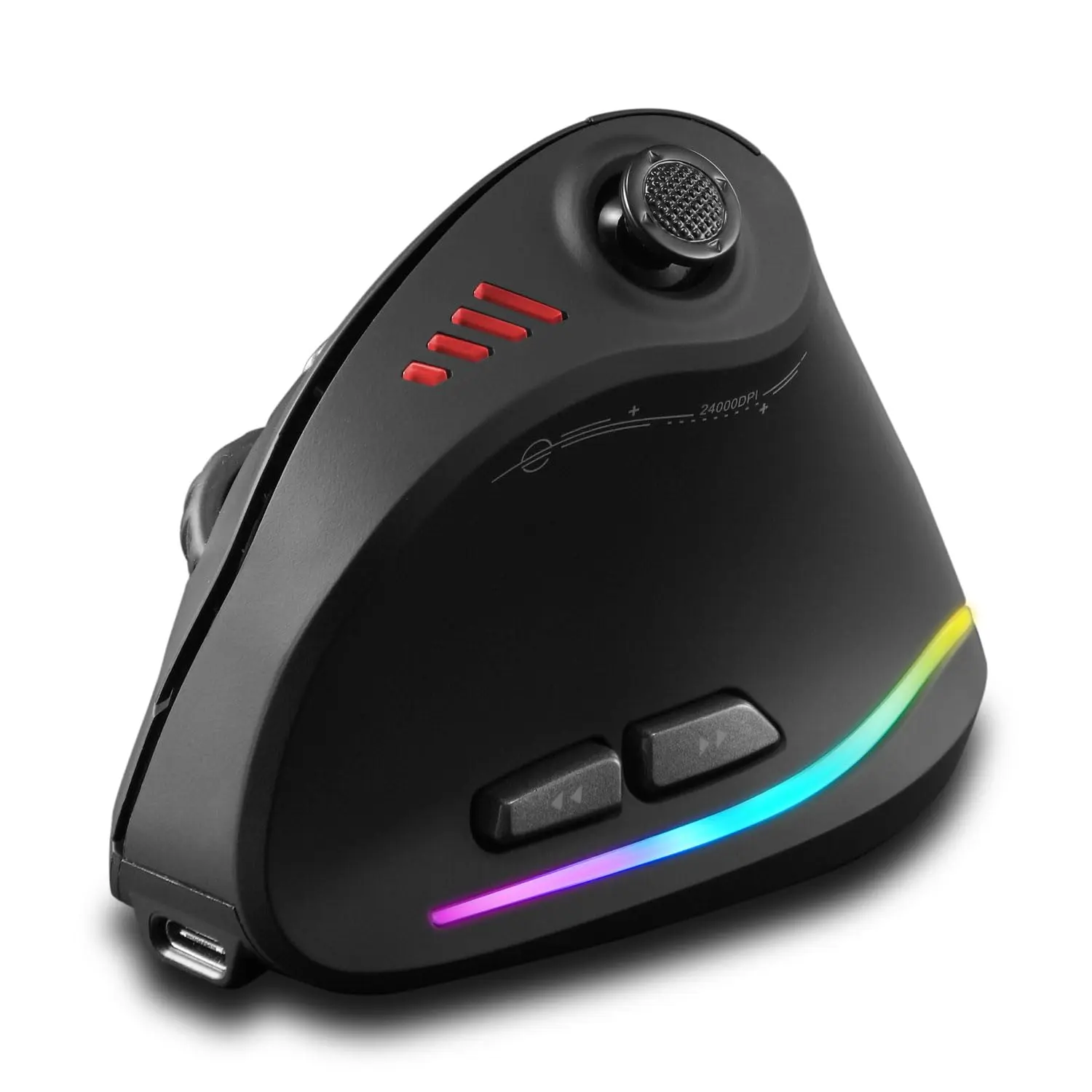 Wireless Mouse With Joystick Rechargeable 24.000 Dpi 11 Buttons Rgb Dual Mode (bt+2.4g Usb Receiver) Optical Vertical Gaming For Laptop Pc Tablets