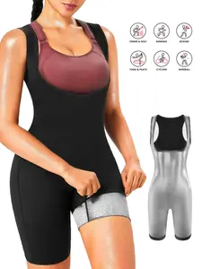 Women's Sauna Suit Sweatshirt Waist Cincher Training Vest, 4-In-1 Shaping Full Body Sauna Sports Jumpsuit, Gym Workout Sweatsuit