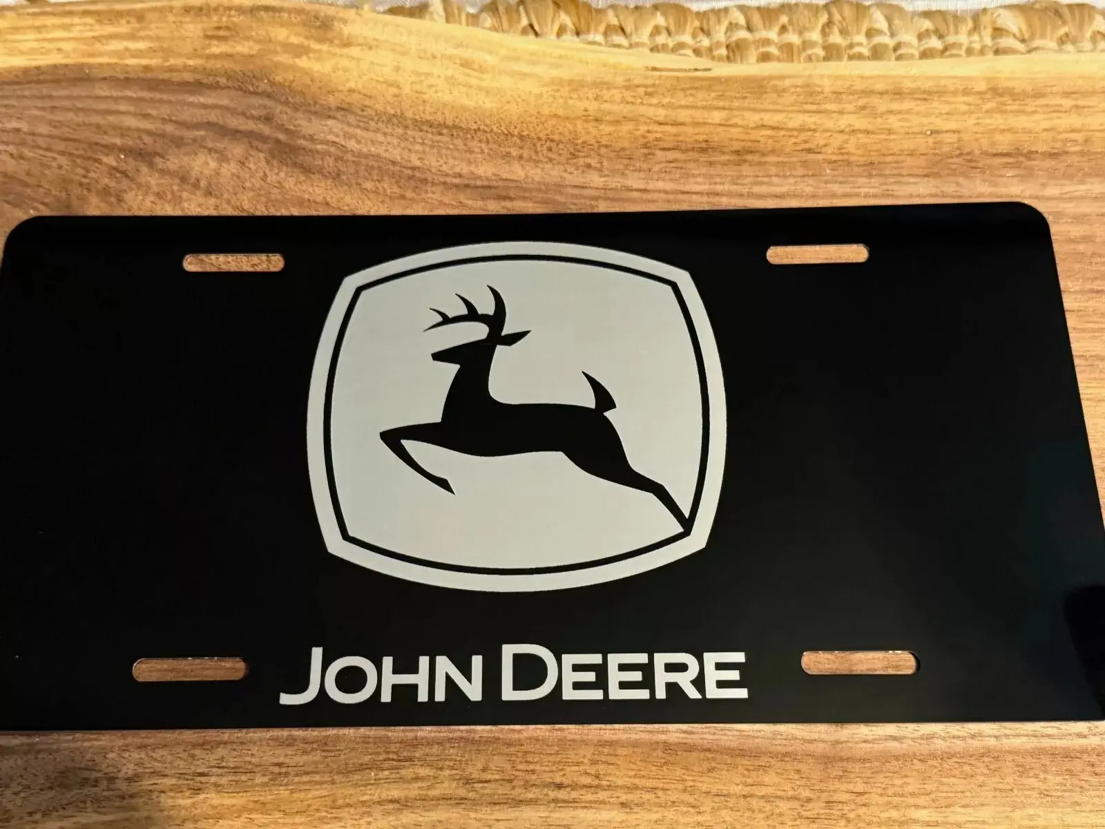 BlackJohn Deere Deer Logo License Plate, Farm Tractor Inspired Vanity Front Plate, Aluminum Car Tag for Truck SUV Jeep, Farmer Gift