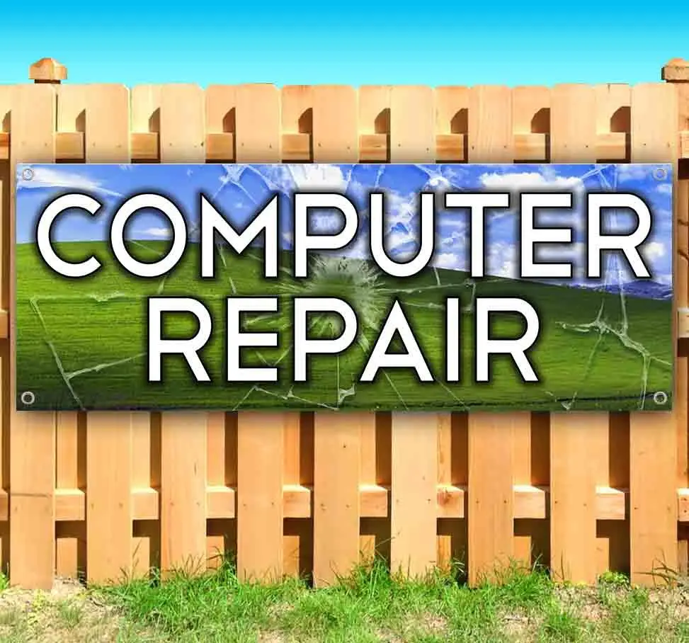 Computer Repair Vinyl Banner – Heavy-Duty 13 oz Indoor/Outdoor Business Sign – Multiple Sizes