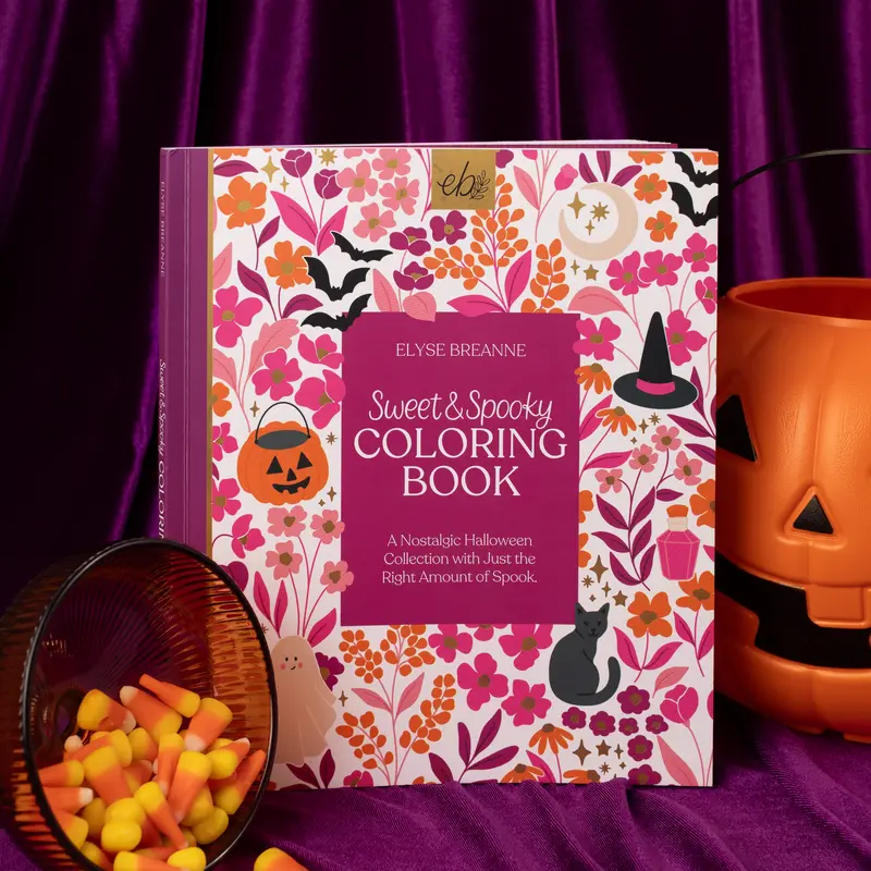Sweet & Spooky Coloring Book - 40 Original Hand-Drawn Pages, Extra Thick Paper, Single Side Printed and Perforated Pages