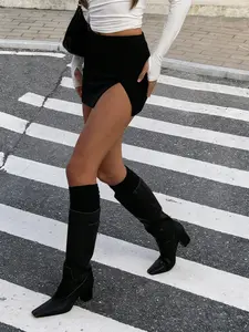 Womens High Waisted Slit Mini Skirt 2026 Trendy Bodycon Short Skirt Casual Versatile Skirt for Fall Winter Streetwear Party Club Going Out Soft Stretchy Multiple Colors Available