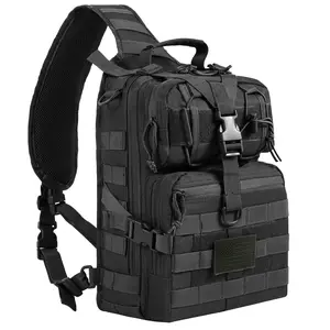 Tactical Sling Bag Backpack Military Rover Shoulder Sling Pack Molle EDC Small Crossbody Chest Pack With USA Flag Patch