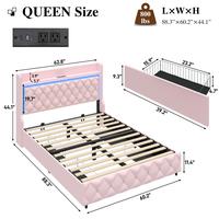 Pink-Queen+4 Drawers