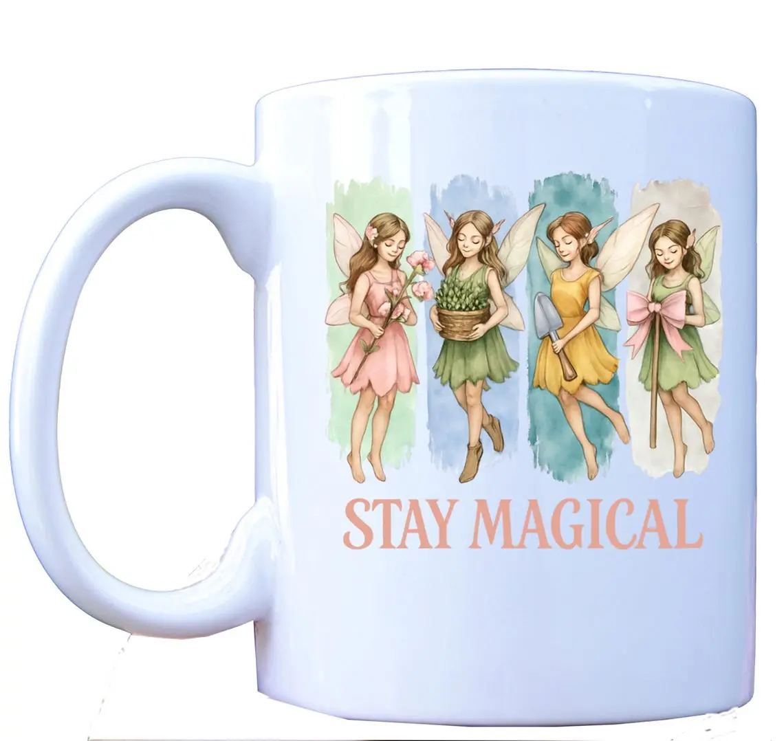 Stay Magical Mug, Fairy Mug, Cute Fairies, Gift For Her, Fantasy Coffee Mug, Girl Fairycore Gift, Pastel Fairies Mug