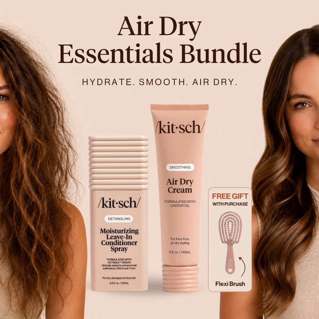 Kitsch Air Dry Essentials Bundle | Moisturizing Leave-In Conditioner Spray & Air Dry Cream + FREE Flexi Brush