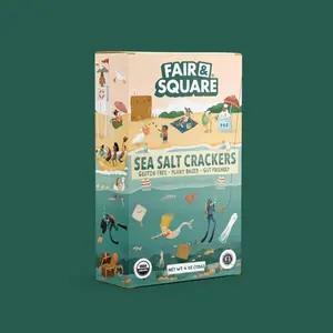 Fair & Square - Sea Salt Crackers 4oz (Pack of 2) - Gut Friendly - Gluten Free - Vegan - Organic - Dairy Free