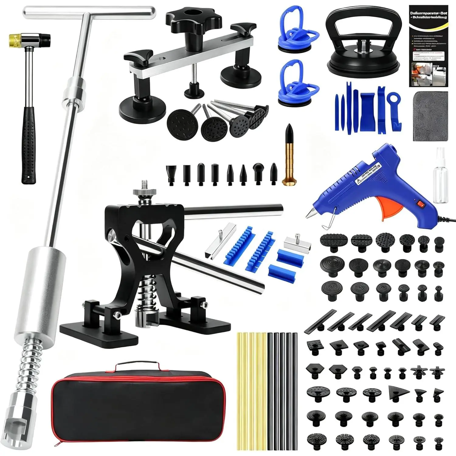 Dent Puller Kit for , Paintless Dent Removal Kit with Lightweight Dent Lifter, 2-in-1 T-bar Puller, Rubber Hammer Kit & Versatile Suction Cups for Auto  Dent Repair Hail Damge or Door Dings