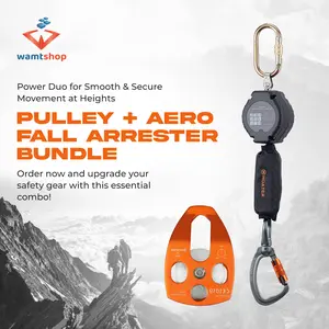 Heavy Duty Climbing Pulley and Self-Retracting Fall Arrester Safety Combo – Professional Height Safety Gear for Roofers, Tree Climbers, Rescue, and Construction Workers Harness