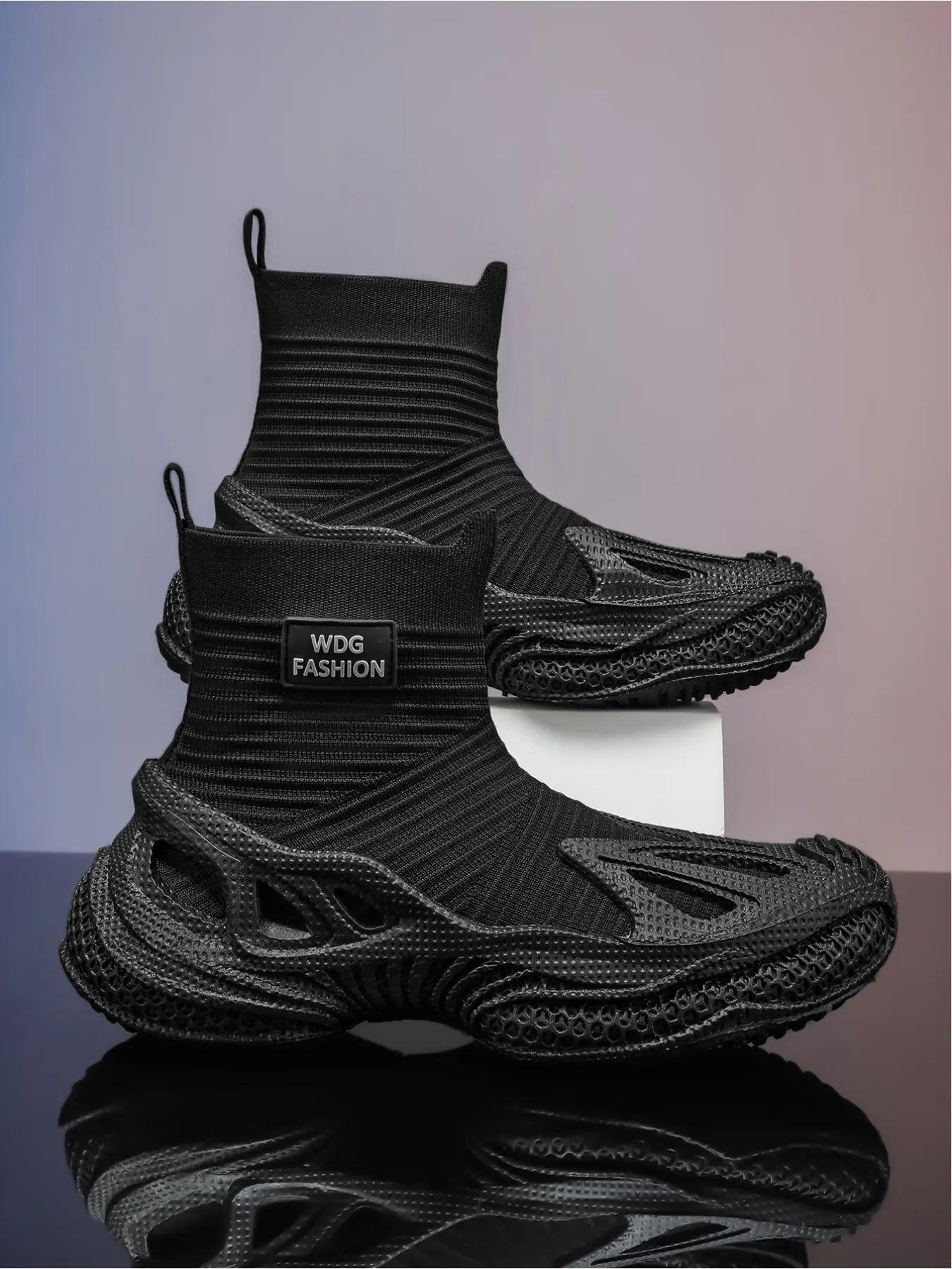 Men's Fashion Hiking Boots | Techwear Outdoor Sock Sneakers with Mecha Sole | Black Samurai Style Non-Slip Breathable for Hiking, Daily Wear, Trekking Camping Shoes | Autumn Winter New Arrival | Casual Walking Hiking Shoes | Outdoor Trekking Footwear
