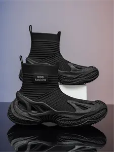 Men's Fashion Hiking Boots | Techwear Outdoor Sock Sneakers with Mecha Sole | Black Samurai Style Non-Slip Breathable for Hiking, Daily Wear, Trekking Camping Shoes | Autumn Winter New Arrival