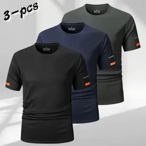 Quick Dry 3-Pack Men's T-Shirts, Ultra Breathable Athletic Tops for Gym, Hiking & Everyday Use
