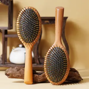 Beechwood Nylon Air Cushion Brush, ZXUNASMR COMB | Smoothing, Scalp Massaging, Gentle Detangling | High- Resilience Hair Care Brush curl hair brush Stainless Steel Dandruff Remover Soft Bristle