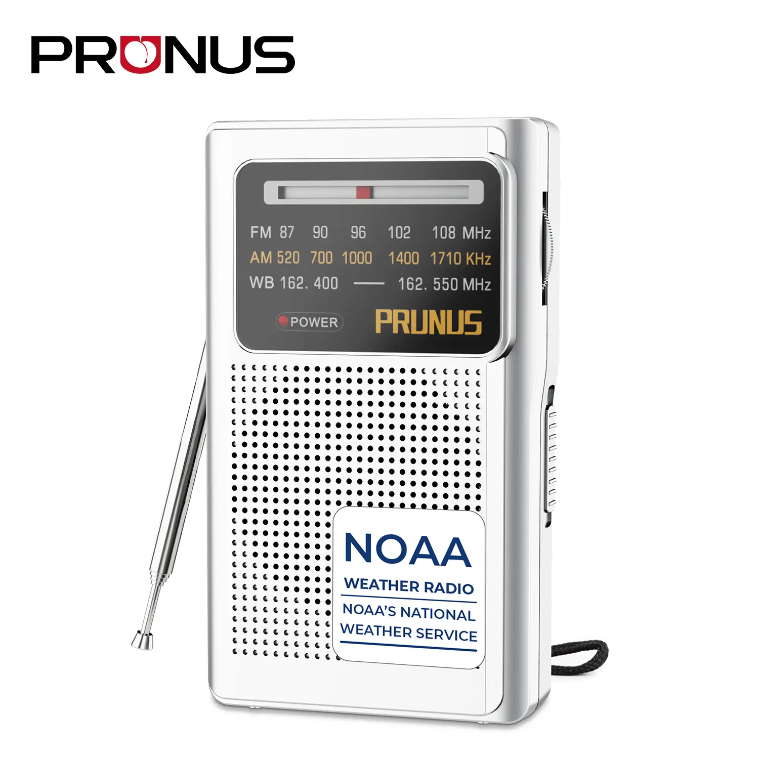 PRUNUS J-161 NOAA Weather Radio AM FM, AA Battery Radio for Power OutagesHandheld, Best Reception,Stereo Earphone Jack, for Emergency, Hurricane, Storm, Running, Walking,Home, Transistor Radio