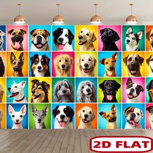 Dog Tapestry Puppy Collage Backdrop Cute Animal Theme Wall Hanging Photography Background Pet Decor for Living Room Bedroom Indoor Outdoor Party Decoration Photo Booth