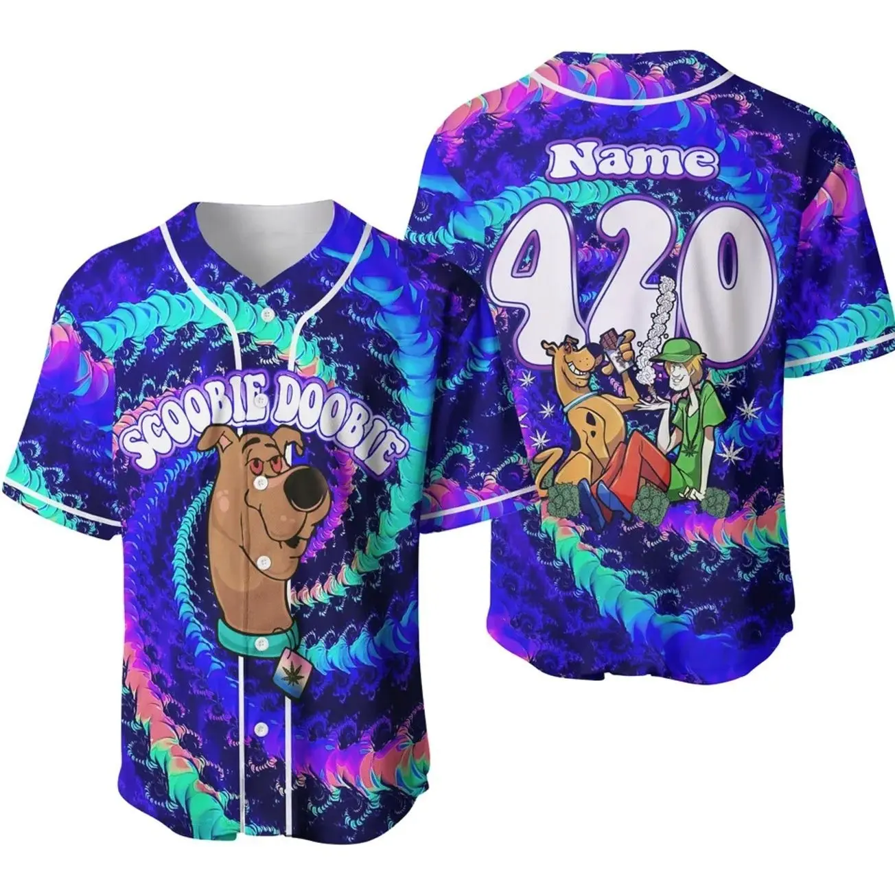 Personalized Scooby Doo 420 Trippy Scoobie Doobie Doo Baseball Jersey Shirt