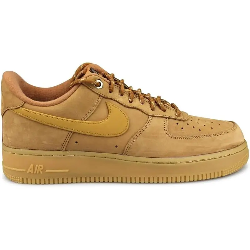 NIKE Men's Air Force 1 '07 WB Low Top Round Toe Casual Trainers, Flax/Wheat-Gum Light Brown Footwear (CJ9179 200)