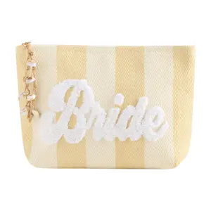 Bride Coastal Stripe Zip Pouch