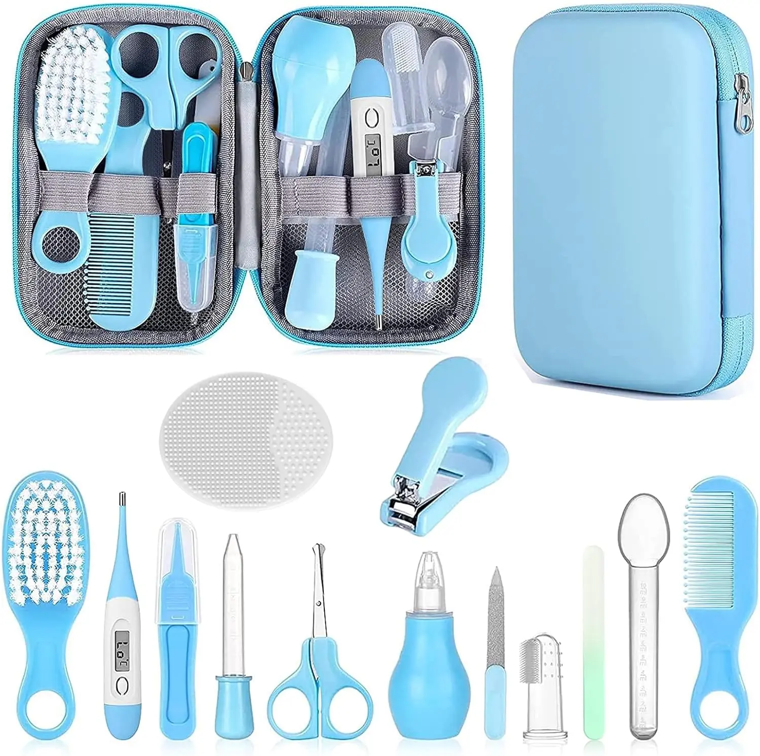Baby Grooming Kit, Infant Safety Care Set with Hair Brush Comb Nail Clipper Nasal Aspirator,Baby Essentials Kit for Newborn Girls Boys
