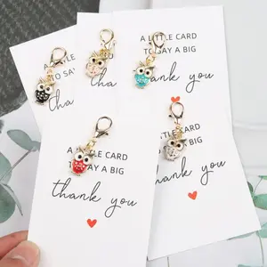 Owl Design Keychain, 5 Counts Cute Animal Design Keychain with Thank You Card, Gift for Animal Lovers, Party Favors for Graduation Birthday