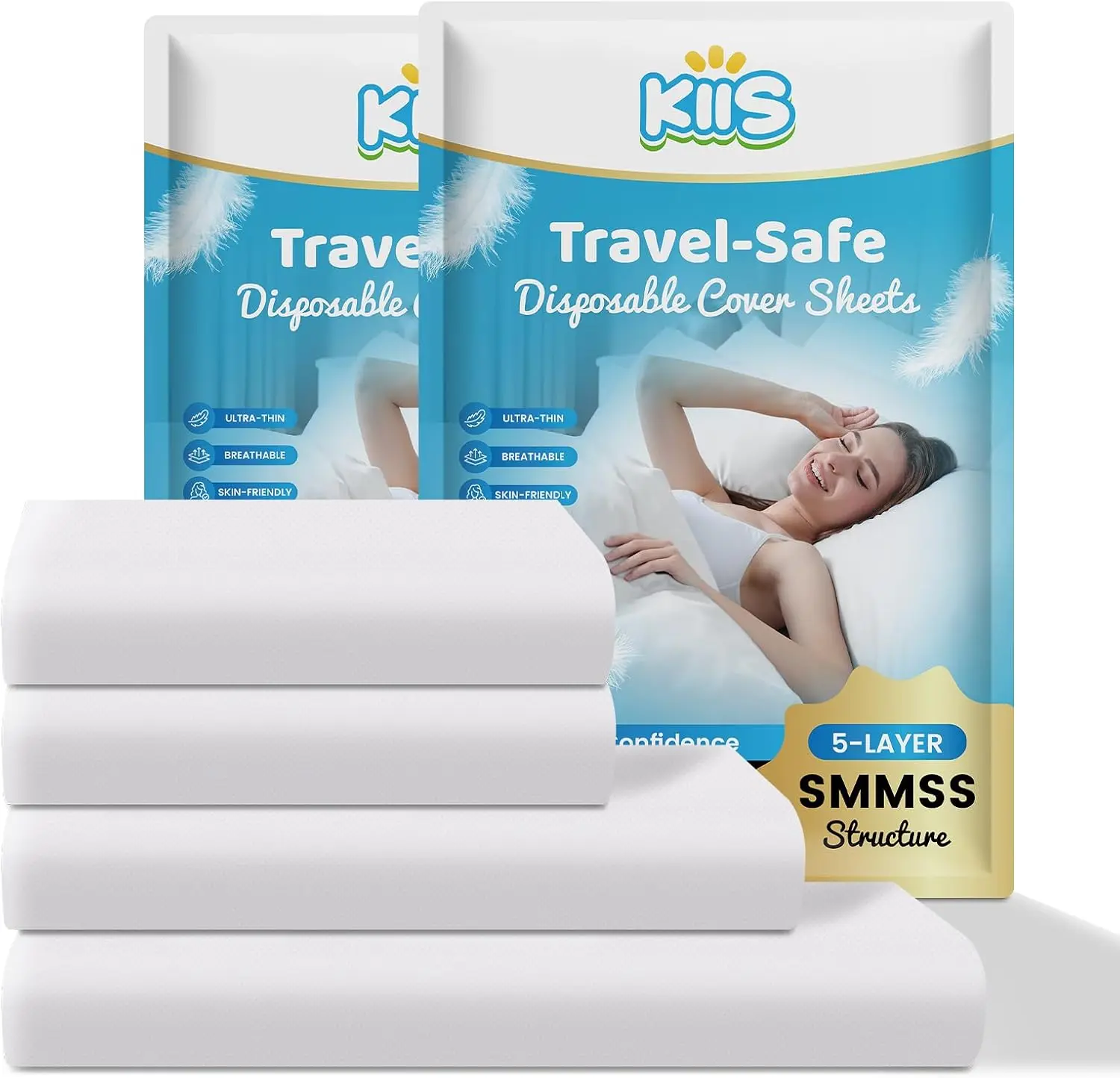Travel-afe Disposable Cover heets for Travel, Disposable Bed heet, Disposable Duvet/Comforter Cover, Disposable Pillowcases, Perfect for Hotels & Trips (King ize,  Packs)