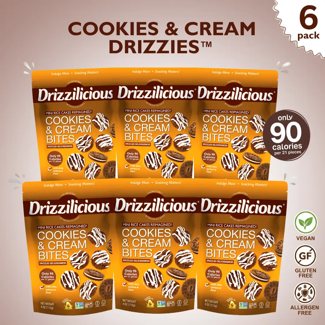 6 Pack - Drizzilicious Cookies & Cream Mini Rice Cakes 4 oz